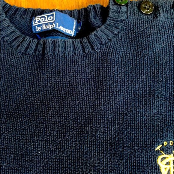 Bold/rich/navy, elbow sleeve patches,gold “POLO PRL” ensignia/left breast front. - Picture 4 of 6
